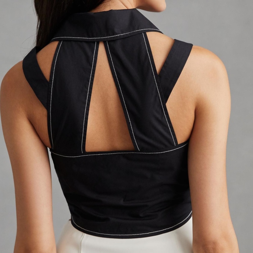 NWT Maeve Double-Strap Vest Top in Black, Size 10